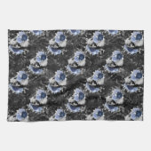 Linge De Cuisine Blue Floral Skull Series Design 1 (Horizontal)