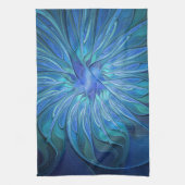 Linge De Cuisine Blue Flower Fantasy Pattern, Abstract Fractal Art (Vertical)