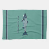 Linge De Cuisine Blue Folk Art Trout/Saumon (Horizontal)