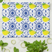 Linge De Cuisine Blue Geometric Lemon Tile (Plié)