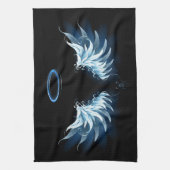 Linge De Cuisine Blue Glowing Angel Wings on black background (Vertical)