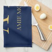 Linge De Cuisine Blue Gold Colours Professionnel Lettres initiales (Quart Plié)