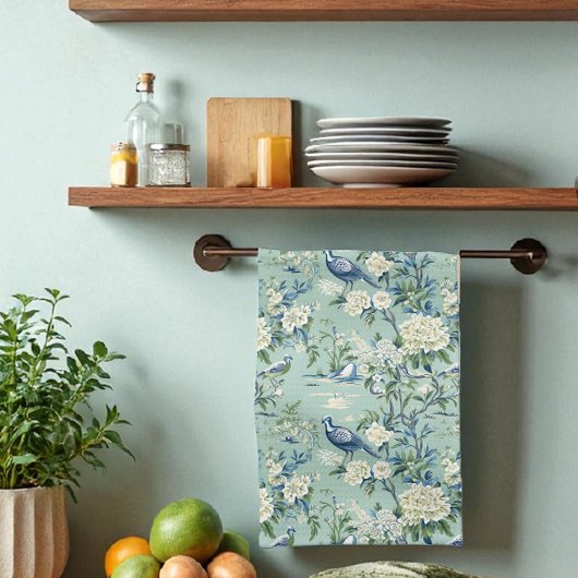 Linge De Cuisine Blue Green Chinoiserie Style Cuisine Florale Servi