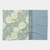 Linge De Cuisine Blue Green Floral Block Print (Horizontal)