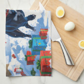 Linge De Cuisine Blue Heeler Noël Festive Scène de neige (Quart Plié)