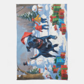 Linge De Cuisine Blue Heeler Noël Festive Scène de neige (Vertical)