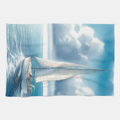 Linge De Cuisine Blue Horizon Solitary Sailboat (Horizontal)