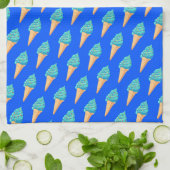 Linge De Cuisine Blue Ice Creams Pattern on Blue (Plié)