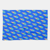 Linge De Cuisine Blue Ice Creams Pattern on Blue (Horizontal)