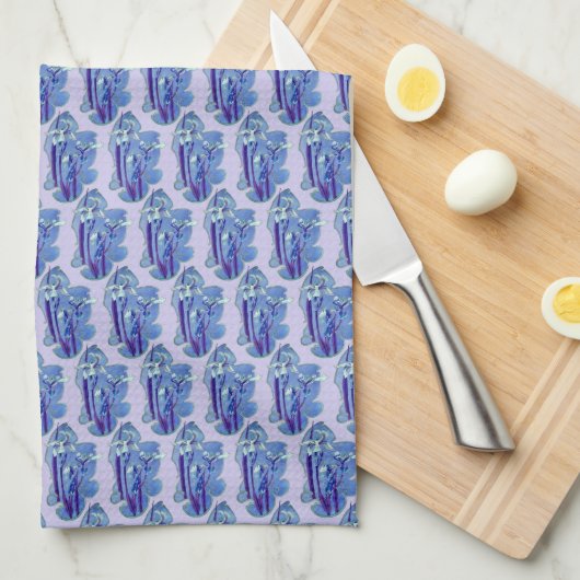 Linge De Cuisine Blue Irises Floral Design (Quart Plié)