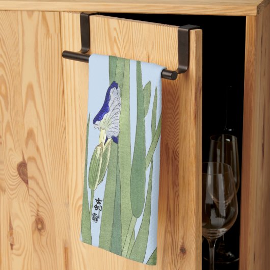 Linge De Cuisine Blue Irises par Ohara Koson (Pliage en tiers)