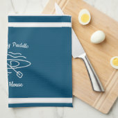 Linge De Cuisine Blue Kayak Monogramme Nom Maison du lac (Quart Plié)