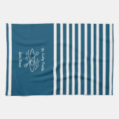 Linge De Cuisine Blue Kayak Monogramme Nom Maison du lac (Horizontal)