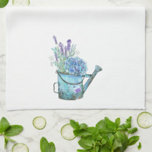 Linge De Cuisine Blue Lavender Hydrangea Water can Ferme Floral