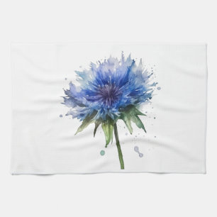 Linge De Cuisine Blue Meadow Magie : Aquarelle Cornflower Art