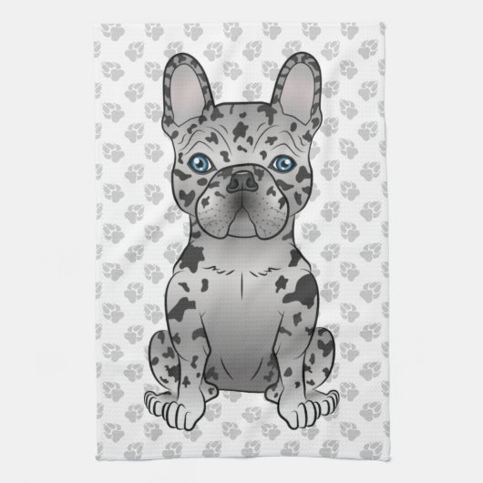 Linge De Cuisine Blue Merle French Bulldog Frenchie Cute Chien & Pa (Vertical)