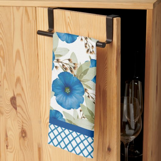 Linge De Cuisine Blue Morning Glories et treillis (Pliage en tiers)
