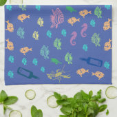 Linge De Cuisine Blue Ocean Marine Life Thème (Plié)
