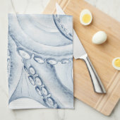 Linge De Cuisine Blue Octopus Cephalopode Kraken Ink (Quart Plié)