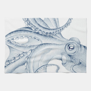 Linge De Cuisine Blue Octopus Cephalopode Kraken Ink