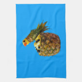 Linge De Cuisine Blue parrot kitchen towel. (Vertical)
