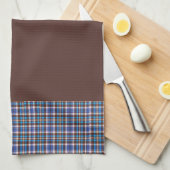Linge De Cuisine Blue Plaid Borders on Brown (Quart Plié)