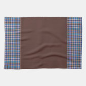 Linge De Cuisine Blue Plaid Borders on Brown (Horizontal)