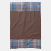 Linge De Cuisine Blue Plaid Borders on Brown (Vertical)