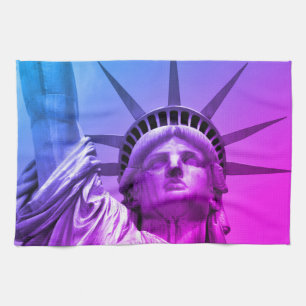 Linge De Cuisine Blue Purple Pop Art Statue de la Liberté New York