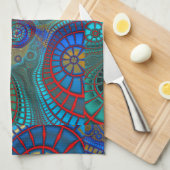 Linge De Cuisine Blue Red Green Fractals Art moderne (Quart Plié)