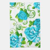 Linge De Cuisine Blue Roses White (Vertical)