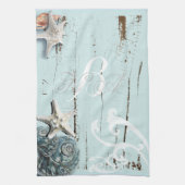 Linge De Cuisine BLue Seashells Beach Mariage (Vertical)