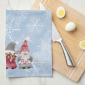 Linge De Cuisine Blue Snowflakes Gnomes Love Joy Peace Aquarelle (Quart Plié)