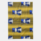 Linge De Cuisine Blue Snowman sur Gold Christmas (Vertical)