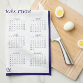 Linge De Cuisine Blue Teapot & Pastry 2026 Calendar Tea Towel (Quart Plié)