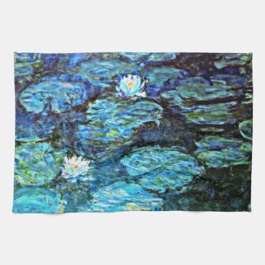 Linge De Cuisine Blue Water-Lilies, tableau d'art de Monet (Horizontal)