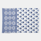 Linge De Cuisine Blue White Boho style tea towel (Horizontal)