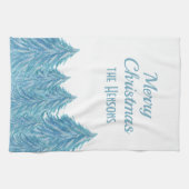 Linge De Cuisine Blue Winter Forest Tree Aquarelle Noël Kitc (Horizontal)