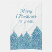 Linge De Cuisine Blue Winter Forest Tree Aquarelle Noël Kitc (Vertical)