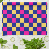 Linge De Cuisine Blue Yellow Pink Checkered Pattern Design  (Plié)