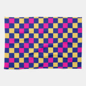 Linge De Cuisine Blue Yellow Pink Checkered Pattern Design  (Horizontal)
