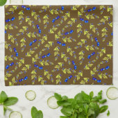 Linge De Cuisine Blueberries Feuilles empaillés Brown Arrière - pla (Plié)