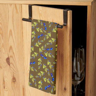 Linge De Cuisine Blueberries Feuilles empaillés Brown Arrière - pla