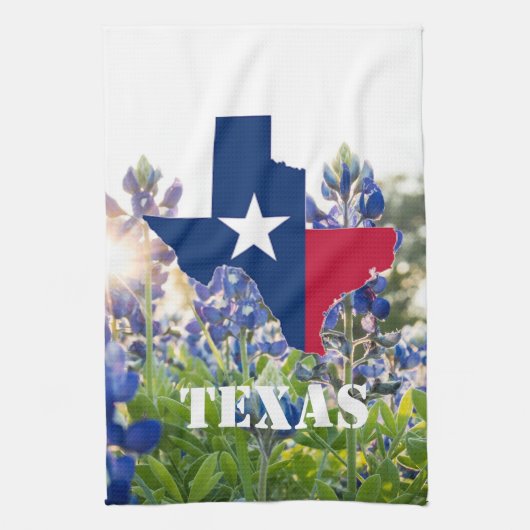 Linge De Cuisine Bluebonnets Blue Flowers Texas texan Floral (Vertical)