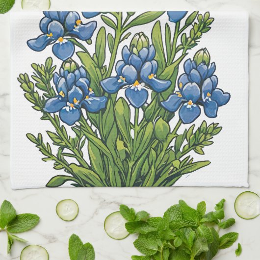 Linge De Cuisine Bluebonnets du Texas (Plié)