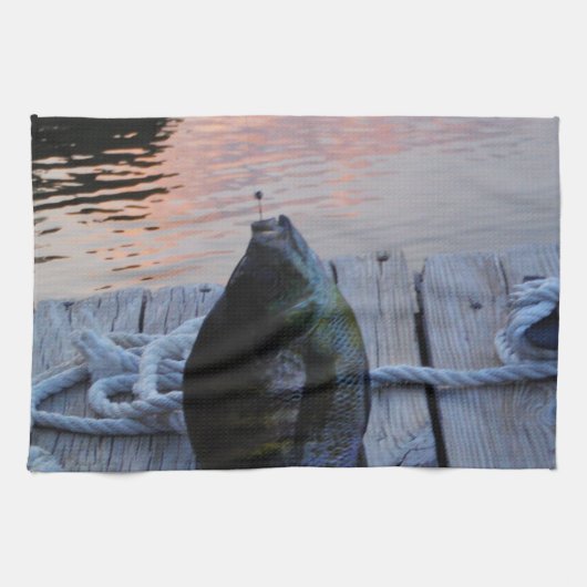 Linge De Cuisine Bluegill au coucher du soleil Lac Arrowhead (Horizontal)