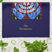 Linge De Cuisine Blues personnalisées Rouges Jaunes Hanoukka (Plié)