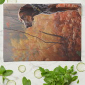 Linge De Cuisine Bluetick Coonhound en automne Leaves automne Inspi (Plié)