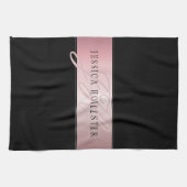Linge De Cuisine Blush Élégant Faux Or Rose | Nom & Initiales (Horizontal)