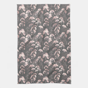 Linge De Cuisine Blush Ginkgo Luxe – Botanique Or sur Noir (1)